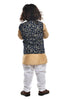 Beige Kurta With Blue Jacket