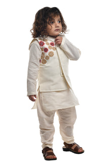  Off White Kurta With Off White Embroidered Jacket