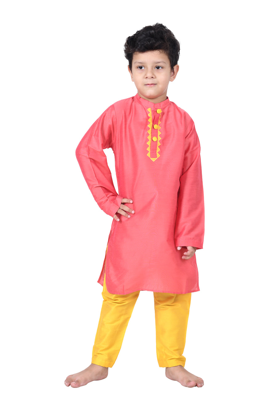 Pink Kurta With Yellow Lower