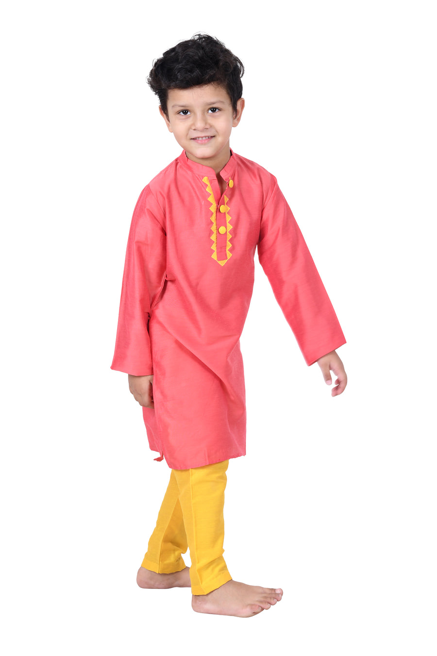 Pink Kurta With Yellow Lower