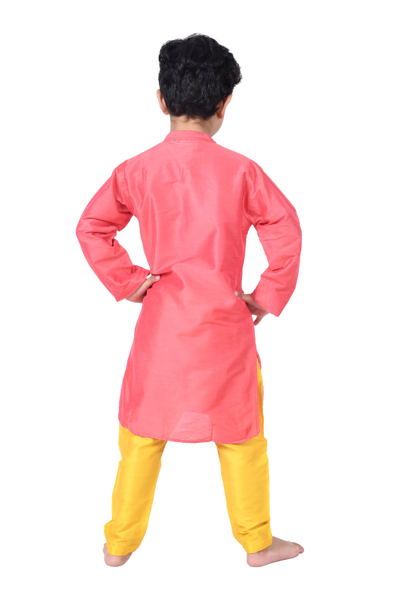 Pink Kurta With Yellow Lower
