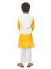 Stripped Asymmetric Jacket With Mustard Yellow Kurta And Pyjama