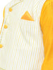 Stripped Asymmetric Jacket With Mustard Yellow Kurta And Pyjama