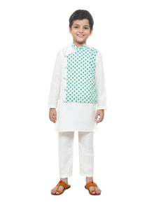  Off White Kurta With Attatched Half Jacket With Lower