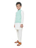 Off White Kurta With Attatched Half Jacket With Lower