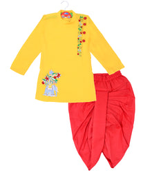  Yellow Kurta With Side Buttons